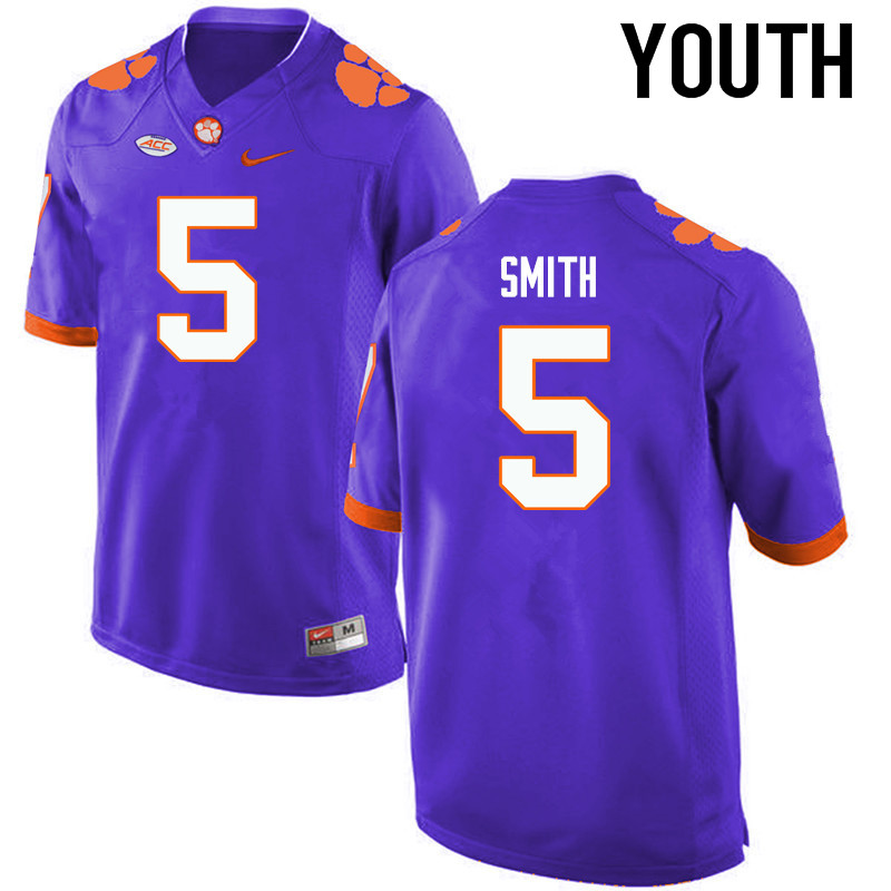 Youth Clemson Tigers #5 Shaq Smith College Football Jerseys-Purple - Click Image to Close